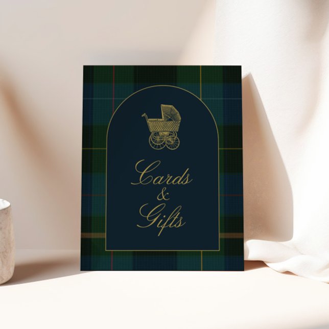 Classic Dark Green Plaid Baby Shower Cards & Gifts Poster (Creator Uploaded)