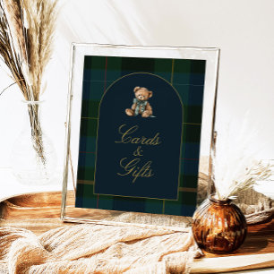 Classic Dark Green Plaid Baby Shower Cards & Gifts Poster