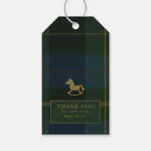 Classic Dark Green Plaid Equestrian Baby Shower