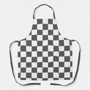 Classic dark grey checkerboard apron