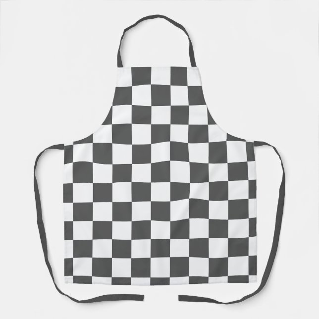 Classic dark grey checkerboard apron (Front)