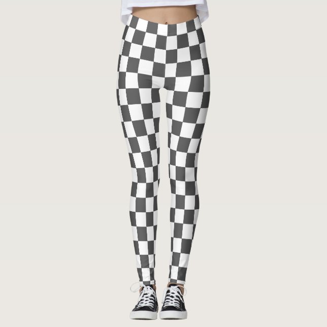 Classic dark grey chequerboard leggings (Front)