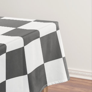 Classic dark grey chequerboard tablecloth