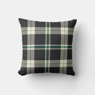 Classic Dark Navy and Green Tartan Plaid Pattern Cushion