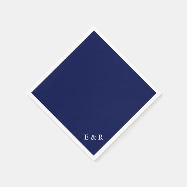 Classic Dark Navy Blue Wedding Napkin (Corner)