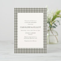 Classic Dark Olive Grey Gingham Couples Shower