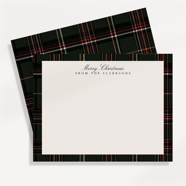 Classic Dark Plaid Christmas Note Card (Creator Uploaded)