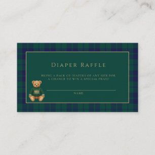 Classic Dark Plaid Lauren Inspired Baby Shower Enclosure Card