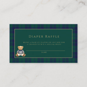 Classic Dark Plaid Lauren Inspired Baby Shower Enclosure Card