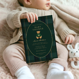 Classic Dark Plaid Lauren Inspired Baby Shower Invitation