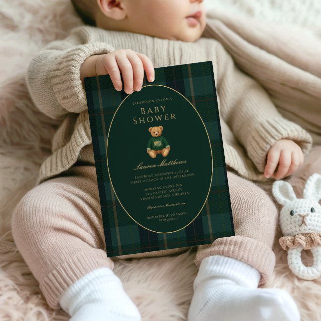 Classic Dark Plaid Lauren Inspired Baby Shower  Invitation (Creator Uploaded)