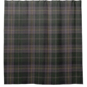 Classic Dark Plaid Pattern Forest Green Charcoal Shower Curtain
