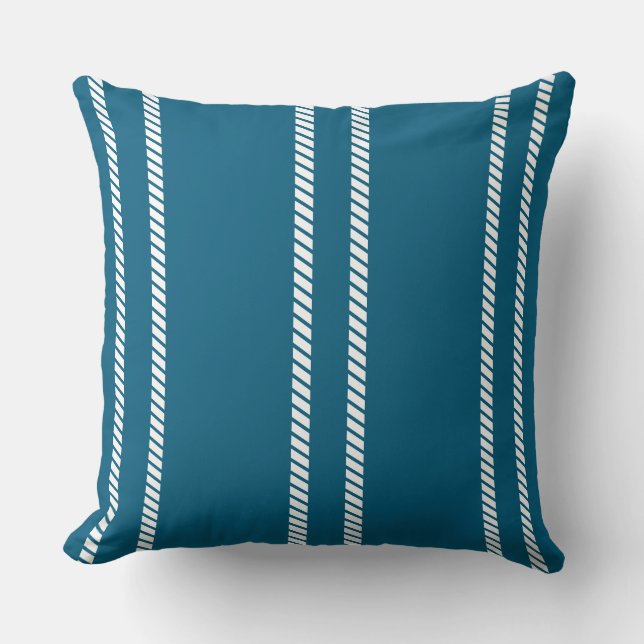 Classic Dark Teal with Stripes Throw Pillow (Front)