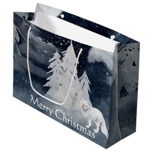 Classic dark winter scene with fox Christmas Large Gift Bag