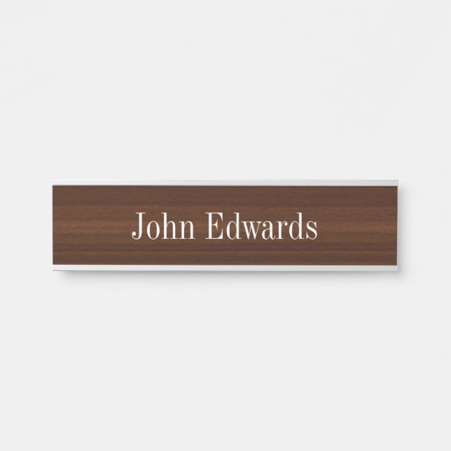 Classic Dark Wood Pattern Name Plates Desk Signs (Front)