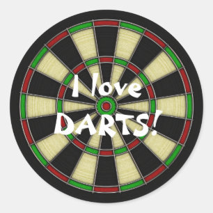 Classic Dart Board Design, Darts, Dart Games Classic Round Sticker
