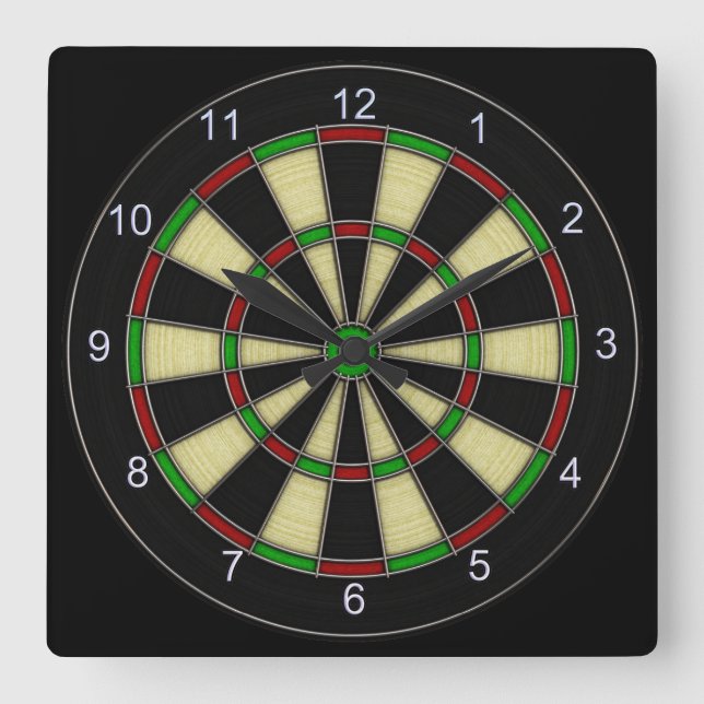Classic Dart Board Design, Darts, Dart Games Square Wall Clock (Front)