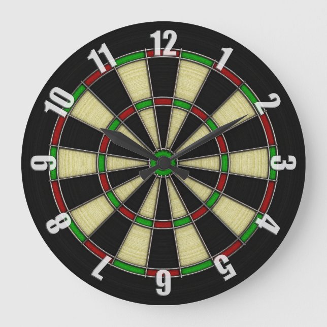 Classic Dart Board Design Large Clock (Front)