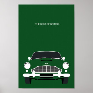 Classic DB5 British racing green sports car Poster