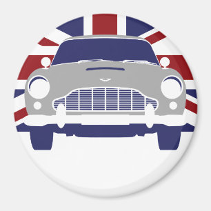 Classic DB5 sports car on Union Jack Magnet