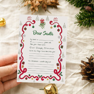 Classic Dear Santa Letter – Kids Christmas Wishes Holiday Card