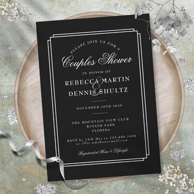 Classic Deco | Black and White Couples Shower Invitation (Classic Deco | Black and White Couples Shower Invitation)