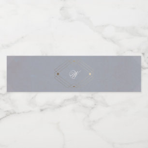 Classic Deco Gold Vintage Grey Calligraphy Wedding Water Bottle Label