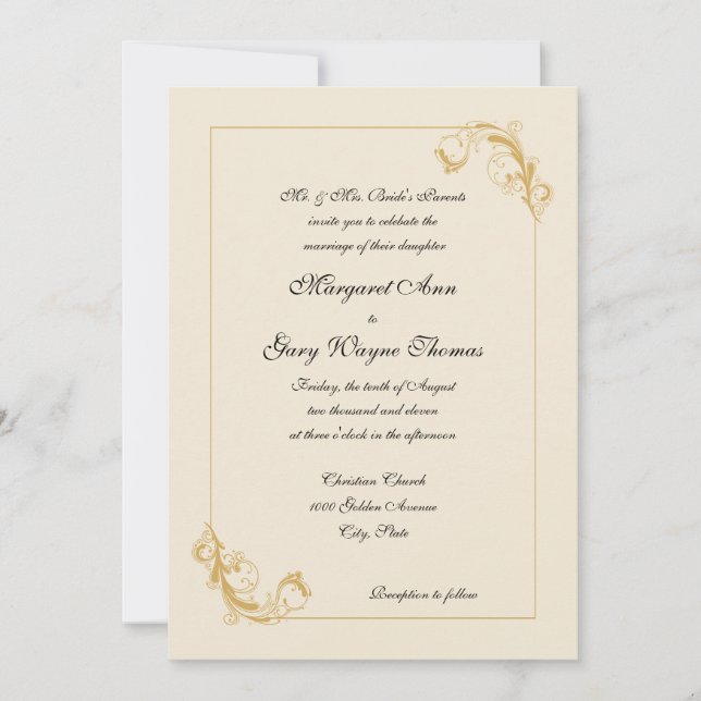 Classic Decorative Border Wedding Invitation (Front)
