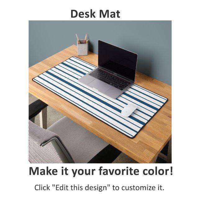 Classic Deep Blue and White Multi Stripe Desk Mat (Creator Uploaded)