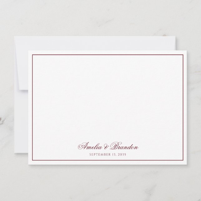 Classic Deep Burgundy Border Script Personalised Card (Front)