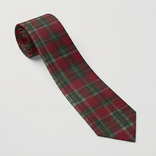 Classic Deep Red and Forest Green Tartan Plaid Tie