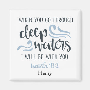 Classic Deep Waters Christian Bible Verse Magnet