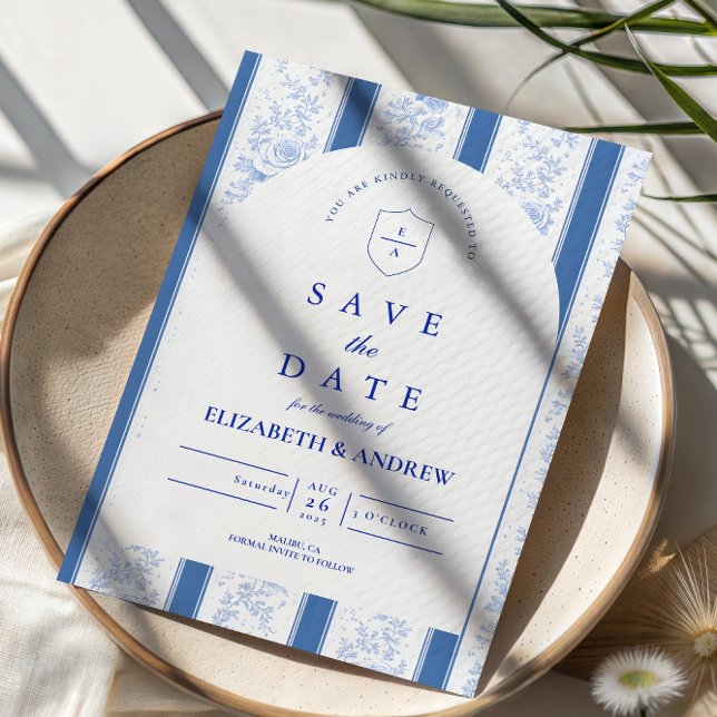 Classic Delft Blue Porcelain Wedding Save The Date (Creator Uploaded)