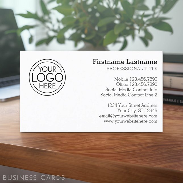 Classic Design with Logo and Contact Info Business Card (Classic Business Card Design with Your Logo and contact information - low minimum)
