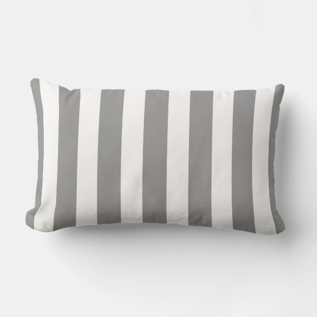 Classic Designer Stripes in Grey and White Lumbar Cushion (Front)