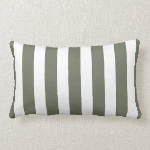Classic Designer Stripes in Olive and White Lumbar Cushion