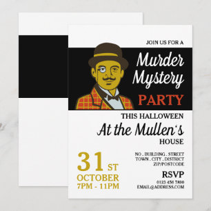 Classic Detective, Murder Mystery Halloween Party Invitation