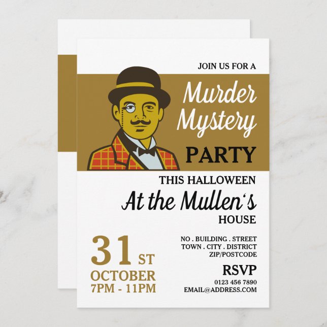 Classic Detective, Murder Mystery Halloween Party Invitation (Front/Back)