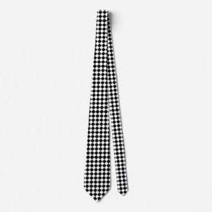 Classic Diamond Black and White Checkers Tie
