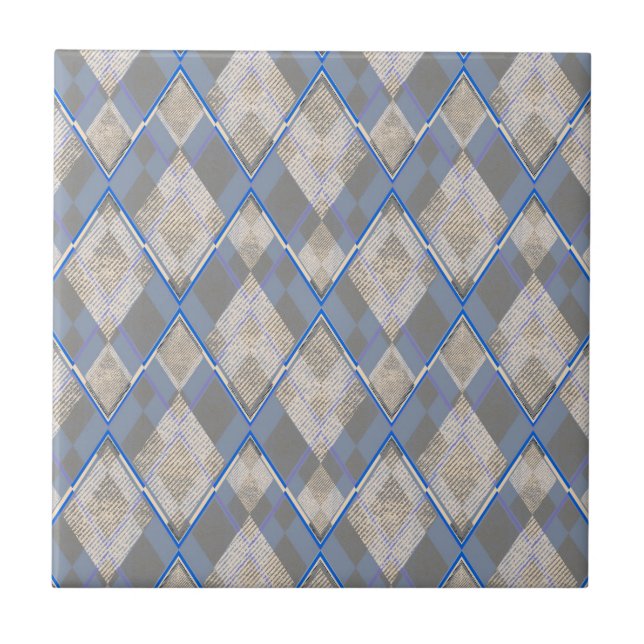 Classic diamond shaped grey beige ceramic tile (Front)