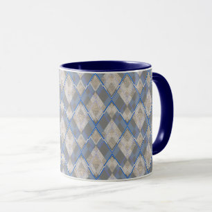 Classic diamond shaped grey beige mug