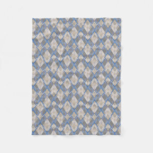 Classic diamond shaped grey beige sherpa blanket