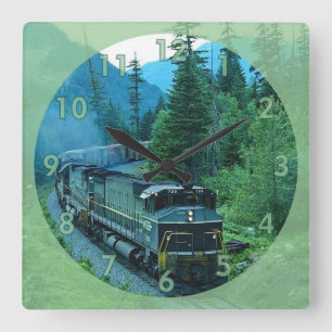 Classic Diesel Engine Train Square Wall Clock