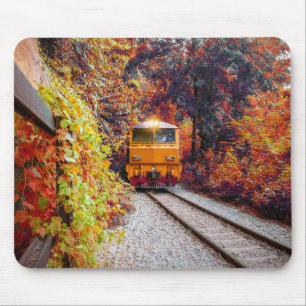 Classic Diesel Train Engine in the Fall Mouse Pad