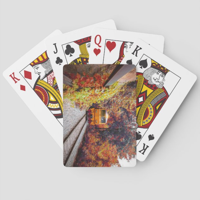 Classic Diesel Train Engine in the Fall Playing Cards (Back)