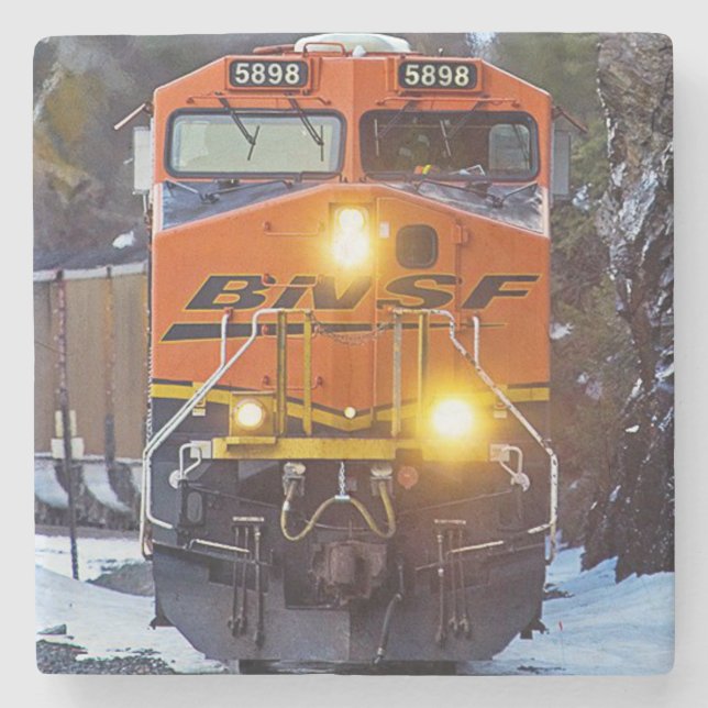 Classic Diesel Train Engine Stone Coaster (Front)