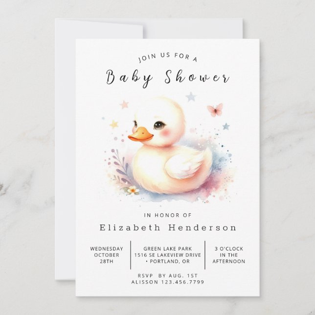 Classic Digital Duck Baby Shower  Invitation (Front)