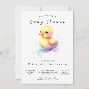 Classic Digital Duck Baby Shower Invitation