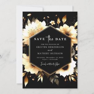 Classic Digital Gold and Black Wedding Save The Date