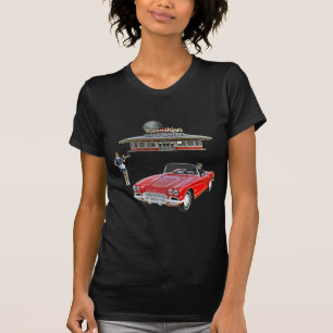 Classic Diner and Car with Waitress Serving T-Shirt